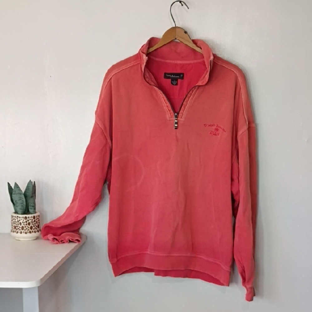 Tommy Bahama 18 Golf Coral Quarter-Zip Pullover — Men’s Large — 100% Cotton